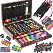 Wooden Box Art Coloring Set，143pc Art Drawing SuppliesArt Painting Coloring K...