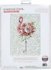 Dimensions Floral Flamingo Cross Stitch Kit, 23 cm x 30 cm
