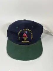 Vintage 1996 Atlanta Olympic Games Blue Snapback Hat with Green Brim Champion