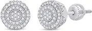 [GEMVIO] Cluster Halo Diamond Stud Earrings for Men 0.40 Cttw Natural or Lab Grown Diamond Ear Studs with Secure Screw Backs in 10K Solid Gold and 925 Sterling Silver Jewelry Gift for Him Aretes De Hombre