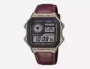 Casio AE-1200WHL-5A Digital World Time Brown Leather Band Men's Retro / Tracking