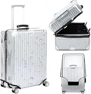 Veki Clear Suitcase Cover PVC Protector with Zip, Waterproof Transparent Luggage Cover Protective Bag, for Plastic Trolley Case Cover Protect Suitcases from Scratch (Panax Pseudoginseng Open 30inch)