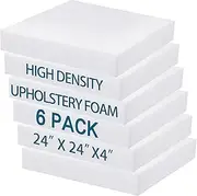 Frienda 6 Pack 4” Height x 24” Width x 24” Length High Density Outdoor Couch Cushion Replacements for Patio Furniture Square Upholstery Foam Pad for Couch Cushion Sofa Support Outdoor