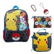 Pokemon 5 pc Backpack Set | Kids School Bag | Lunch Box | Pikachu Pencil Case