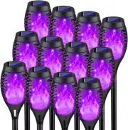 Halloween Solar Lights Outdoor with Purple Flame, Halloween Decorations Outdoor