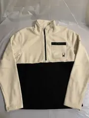 Spyder Sweater Mens Small Moonbeam White Quarter Zip Pullover Ribbed Long Sleeve