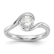 1.25ct. CZ Solid Real 14K White Gold Round Bezel Set Solitaire Engagement Ring Engagement Polished