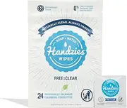 Handzies Natural Soap and Water Hand Wipes, Hypoallergenic, Free and Clear, Individually Packaged Singles (24)