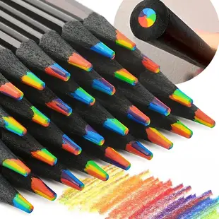 黑桿彩虹鉛筆 7色黑木鉛筆 彩虹筆 廣告筆 漸層變色彩色鉛筆 客製化禮品專家6165