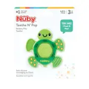 12 Nuby Teethe N Pop Sensory Play Teether Green Turtle Soft Silicone Babies ~New
