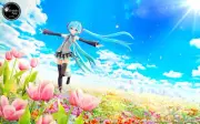 Anime flowers tulips hatsune Playmat Gaming Mat