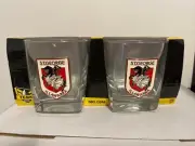 2 NRL St George Illawarra Dragons Spirit Glasses With Metal Team Logo Badges