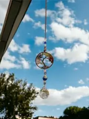Tree of Life Circle Beaded Sun Catcher Crystal Rainbow