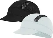 [ROCK TAKIN] Cooling Cycling Hat Under Helmet, Sweat-Absorbing Breathable Mesh Bicycle Hat Under Helmet for Cycling Motorcycle Running Hat for Men Women - Pack of 2, Black + White (Hat Edge), One Size