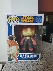 Funko POP Star Wars: Jar Jar Binks # 27 Figure Very Rare!/ Pop Protector.