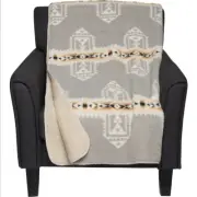 Pendleton Southwest Sherpa Fleece Throw Blanket Reversible Gray Black Tan 50x70
