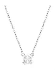 [Swarovski] Square Cut Rhodium Plated Stilla Pendant in White