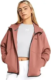[Under Armour] Women's UA Unstoppable Fleece Full-Zip, Canyon Pink / Black, X-Small