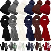 [JaGely] 18pcs Kids Winter Hat Gloves Scarf Set Warm Kids Knit Beanie with Pom Kid Gloves for Boys and Girls Scarf Toddler Gift