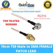 TS9 Male to SMA Female Mobile Phone Modem Antenna Patch Lead RG316 19cm Long