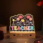 Custom Teacher LED Lamp, Unique Floral Night Light Gift, Classroom Desk Decor