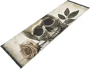 ZRYSMY Washable Runner Rug Gothic Skull Rose 2’ x 6’ Non-Slip Floor Carpet Runner Rug for Hallways Kitchen Laundry Room Bedroom Floor Carpet Runner- Soft Thin Mat for Family Pet