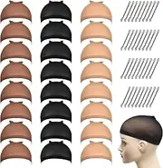 JIEYUMAO 24Pcs Wig Caps for Women, 3 Colors Nylon Wig Caps with Black Bobby Pin, Elastic Mesh Net Wig Cap Stocking Wigs Cap Lace Front Wigs Capp for All Hair