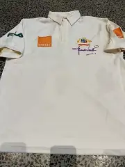 SHANE WARNE HAND SIGNED FILA PLAYER TEST SHIRT Coat Of Arms -Baggy Green Bradman