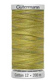 Gutermann Cotton 12 #4017 VARIEGATED YELLOW GREENS 200m Spool Embroidery & Quilting Thread