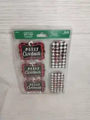 New! 60 Gift Tags Red Foil "Merry Christmas" Buffalo Check Plaid Paper Presents