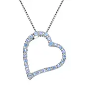 Genevive Silver CZ Heart Pendant