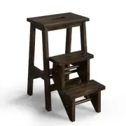 Step Folding Stool Ladder 5' Reach Height 200 lbs. Load Capacity 3-Step Brown