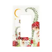 Boho Hippie Boho Mushroom Moth Moon 1 Gang Rocker/GFCI Outlet Light Switch Wa...