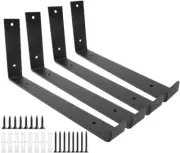 Shelf Brackets 12 Inch 4PCS Heavy Duty Frosted Black Wall Bracket