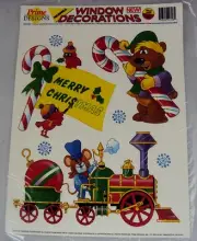 Christmas Window Cling Decorations ~ 10pc Set w/Six Re-usable Designs