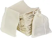 ICEYLI 30 Pcs 4 x 3 Inch Natural Unbleached Cotton Drawstring Muslin Bags for Spices/Herbs/Tea, Crafts, Gifts