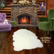 White Sheepskin Faux Fur Area Rug, Plush Shabby Chic, Shag Pelt Rug