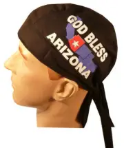 Skull Cap God Bless Arizona Doo Rag Motorcycle Biker Head Wrap Cover USA Made