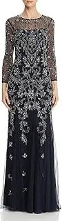 [Adrianna Papell] Women's Long Sleeve Bead Dress