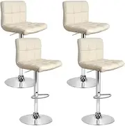 [Artiss] Bar Stools Stool Set of 4 Adjustable Kitchen Swivel Counter Barstools Dining Chair Chairs Gas Lift Beige in 68-81cm Seat Height Floor for Home Bar Dining Room Cafe Outdoor Indoor