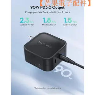 【台灣現貨】美國貨充電器RAVPower 90W 2-Port PD 3.0 GaN U【芒果電子配件】