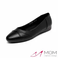 在飛比找momo購物網優惠-【MOM】真皮平底鞋 尖頭平底鞋/真皮小尖頭軟底折線設計平底