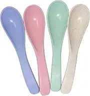 Honbay 4PCS 15cm/5.9Inch Boreal Europe Style Eco-Friendly Wheat Straw Colourful Soup Spoons Chinese WonTon Soup Spoon