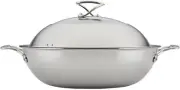 Clad Stainless Steel Wok/Stir Fry with Glass Lid and Hybrid Steelshield and Nons