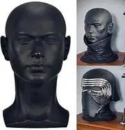 FanLin Male Mannequin Head Professional Manikin Head for Display Wigs Hats Headphone Mask Sunglasses Jewelry and Scravat Display Stand (Matte-Black)