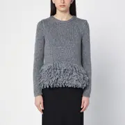 [Stella McCartney] Grey wool sweater with feather insert M Grey