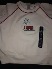 Baby Gap Long Sleeve Sweatshirt Boy 12 - 18 Months White Sled Snow Winter NEW
