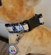 Pittsburg Steelers Adjustable Dog Collar Large with removable Tag