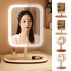USB Rechargeable LED Makeup Mirror Desktop Dressing Mirror for Women Girls
