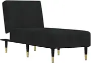 vidaXL Comfortable Black Velvet Reclining Chaise Longue - Multifunctional Sofa for Sitting, Lounging and Sleeping - Modern Elegant Room Accent